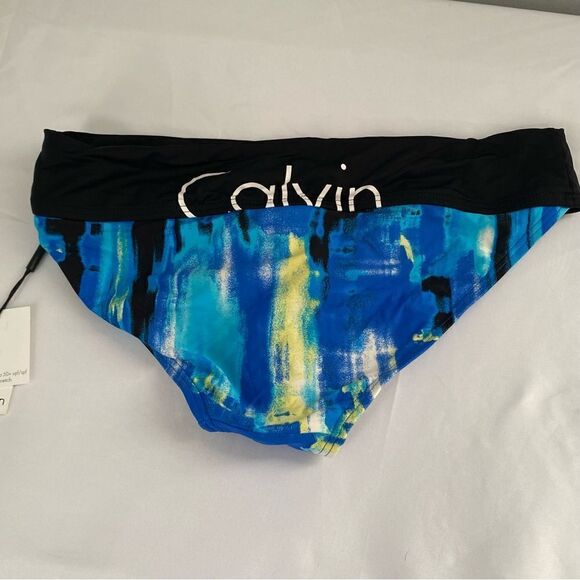 Calvin Klein Women's Standard Logo Cheeky Bikini Bottom Blue Size Soft Waist S - Picture 2 of 2